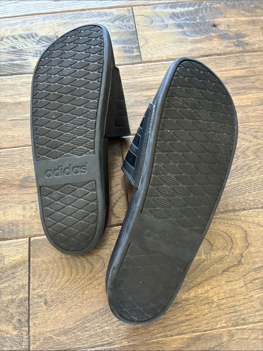 adidas Black Slide Sandals with Ribbed Strap